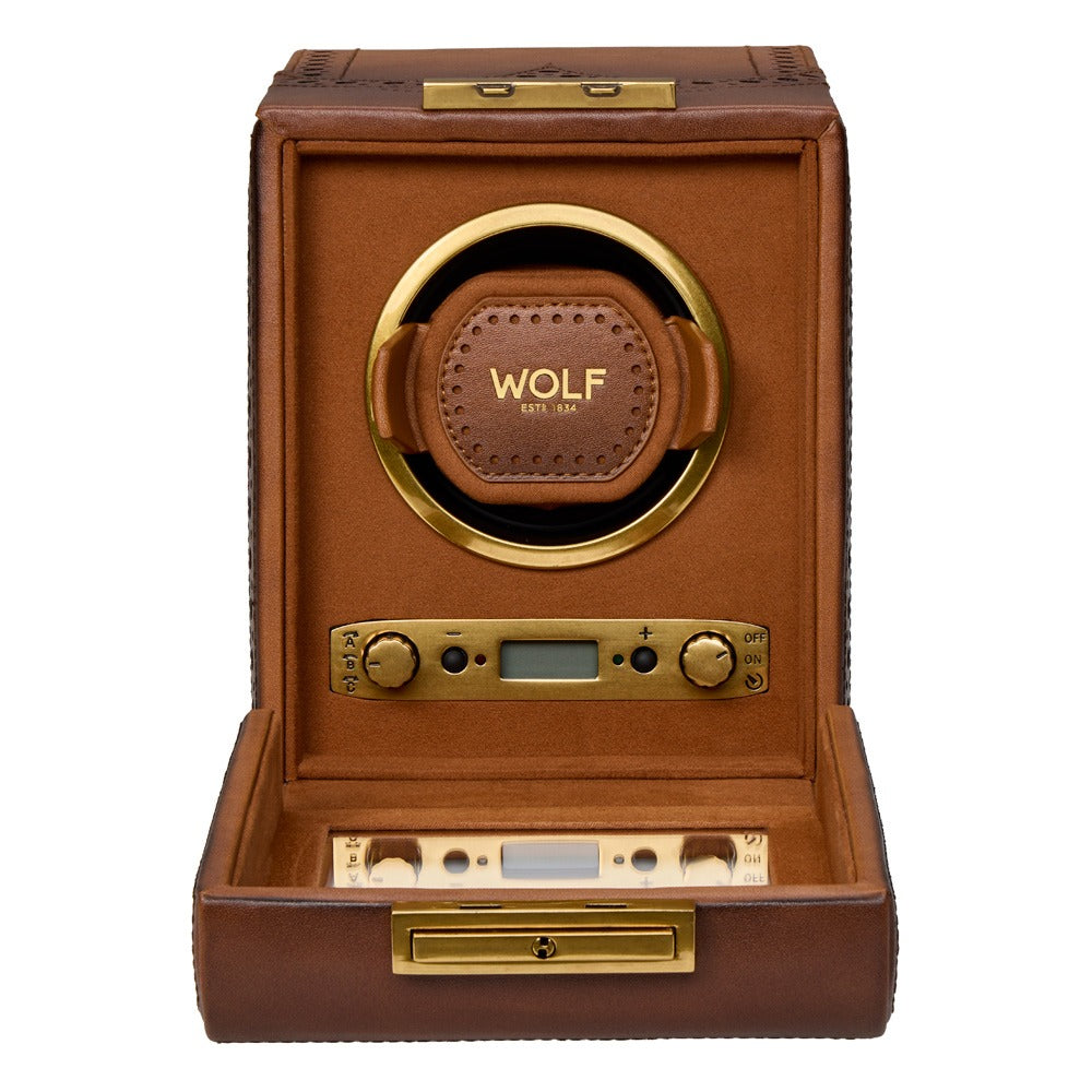 WOLF 1834 Brogue Single Winder - Burnished Brown