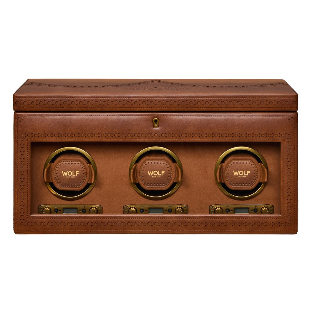 WOLF 1834 Brogue Triple Winder with Storage - Burnished Brown - view 7