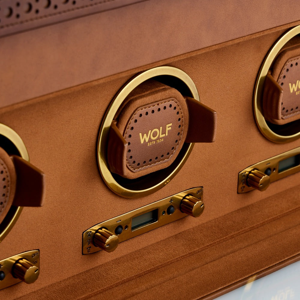 WOLF 1834 Brogue Triple Winder with Storage - Burnished Brown - view 3