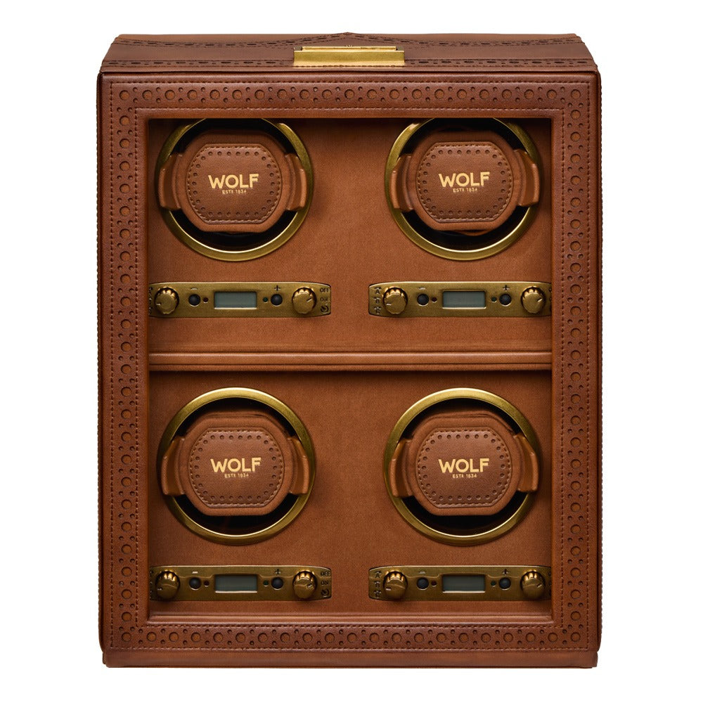 WOLF 1834 Brogue 4 Piece Watch Winder - Burnished Brown - view 6