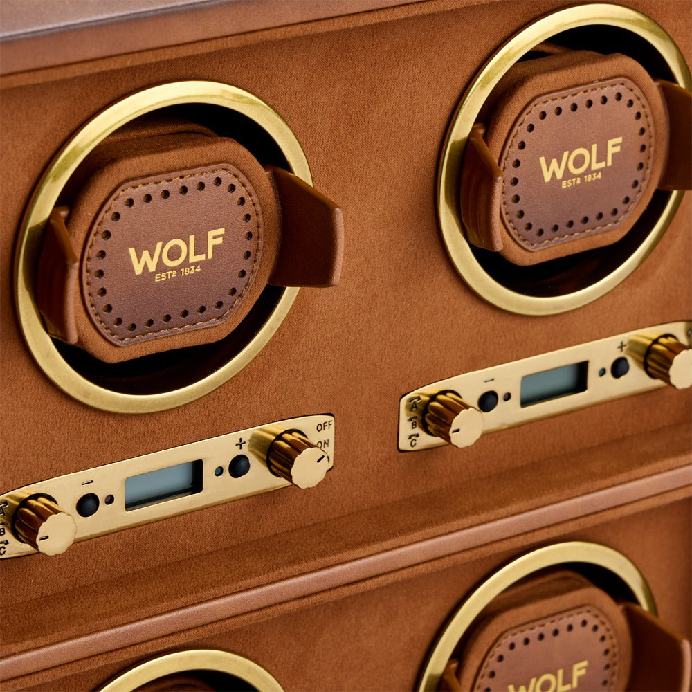 WOLF 1834 Brogue 4 Piece Watch Winder - Burnished Brown - view 3