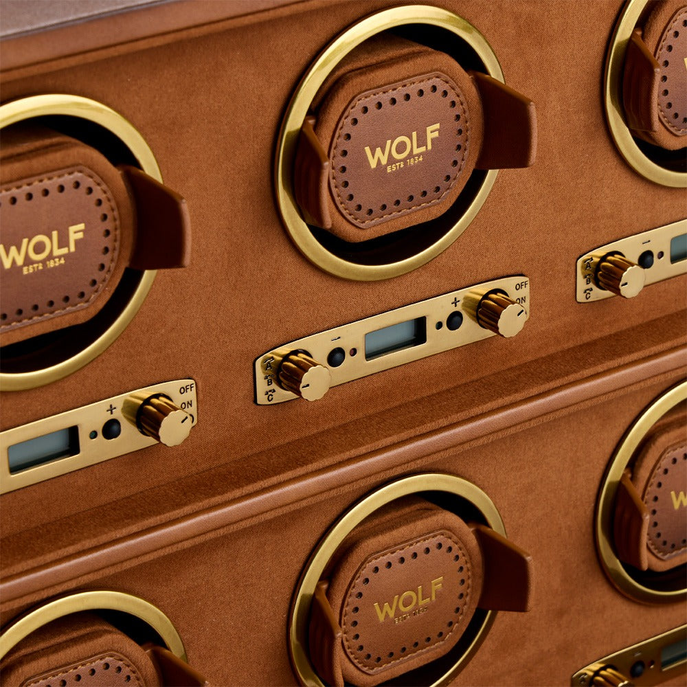 WOLF 1834 Brogue 6 Piece Watch Winder - Burnished Brown - view 3