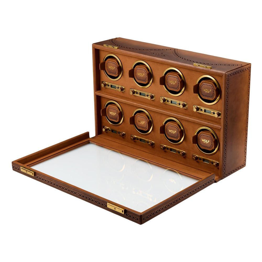 WOLF 1834 Brogue 8 Piece Watch Winder - Burnished Brown - view 2