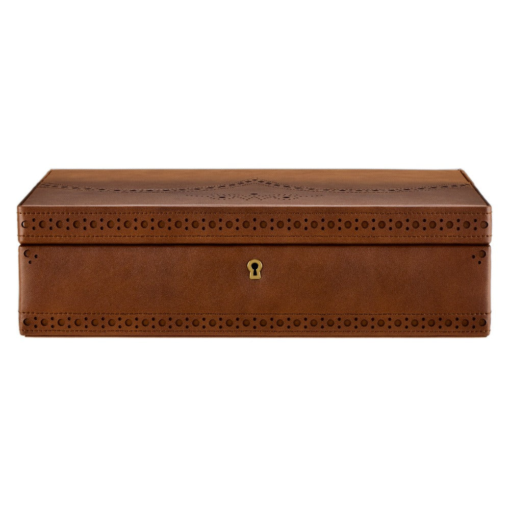 WOLF 1834 Brogue 10 Piece Watch Box - Burnished Brown