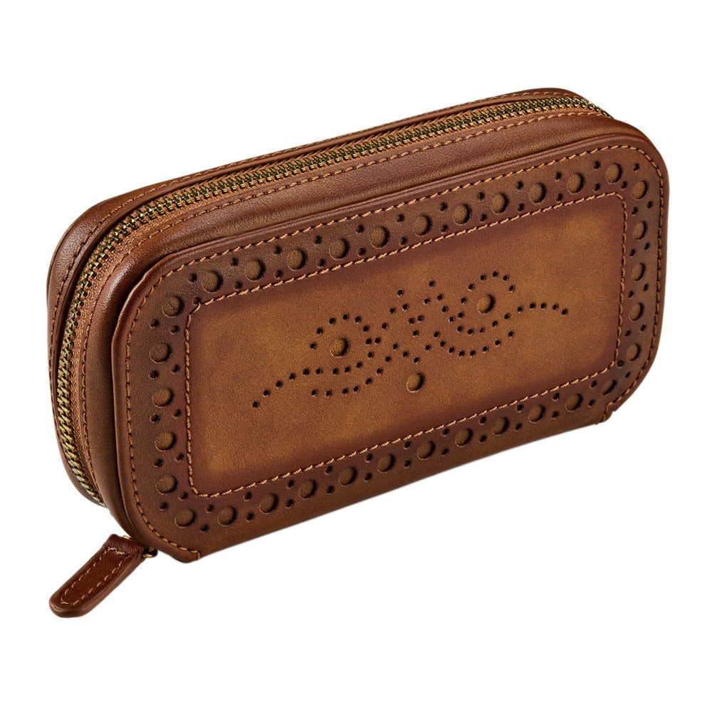 WOLF 1834 Brogue 2 Piece Watch Zip Case - Burnished Brown - view 2