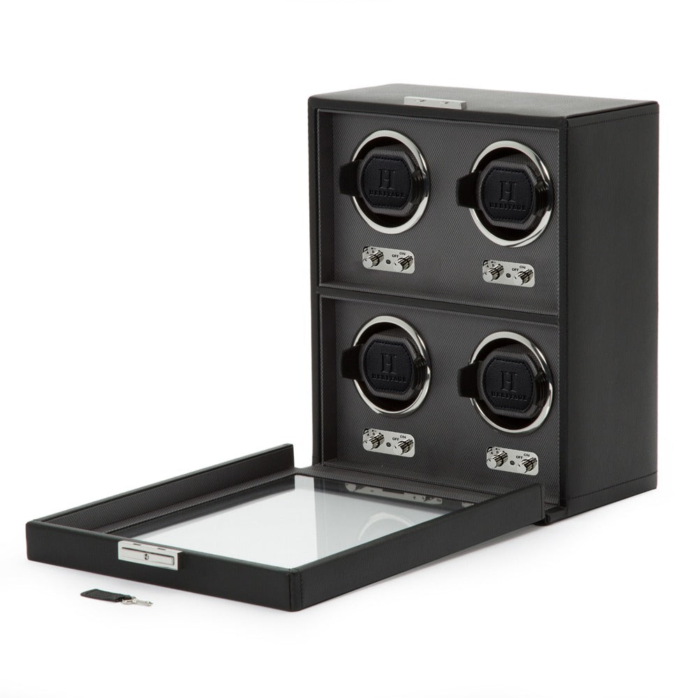 WOLF 1834 Heritage Oxford 4 Piece Watch Winder - Black - view 3