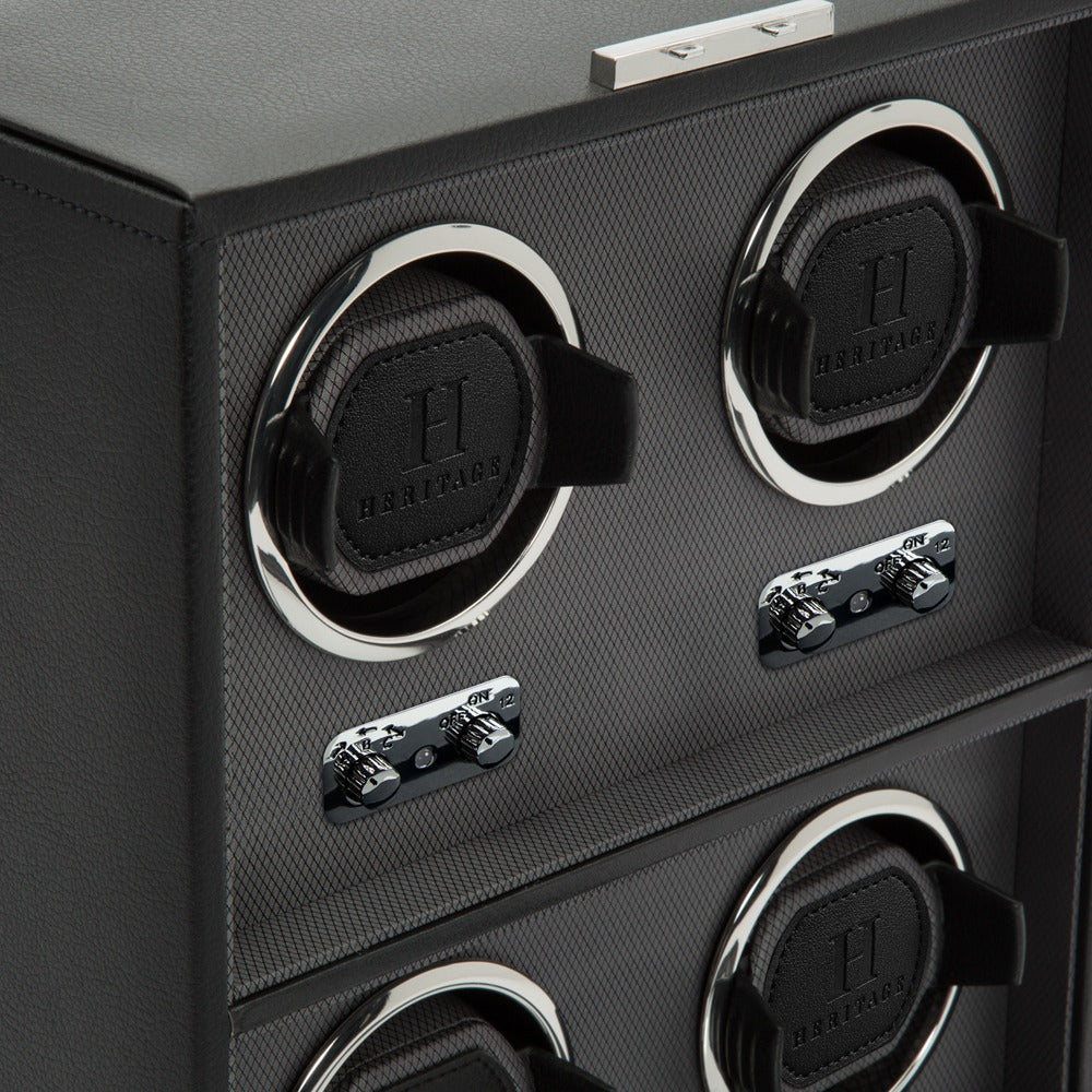 WOLF 1834 Heritage Oxford 4 Piece Watch Winder - Black - view 4