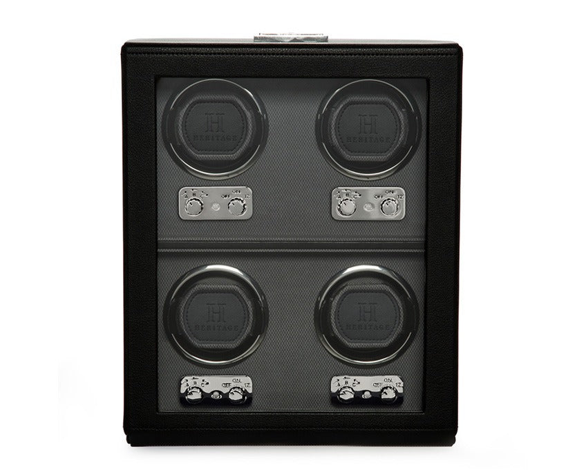 WOLF 1834 Heritage Oxford 4 Piece Watch Winder - Black