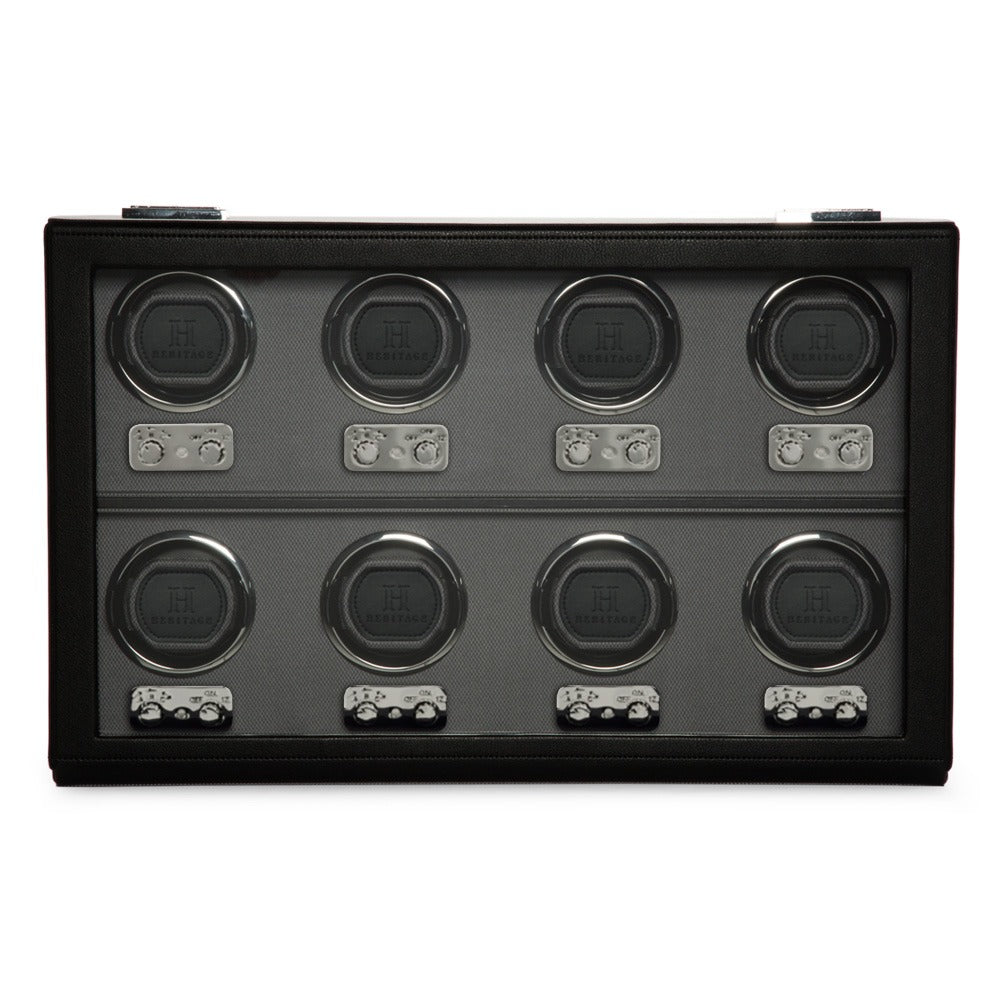 WOLF 1834 Heritage Oxford 8 Piece Watch Winder - Black - view 2