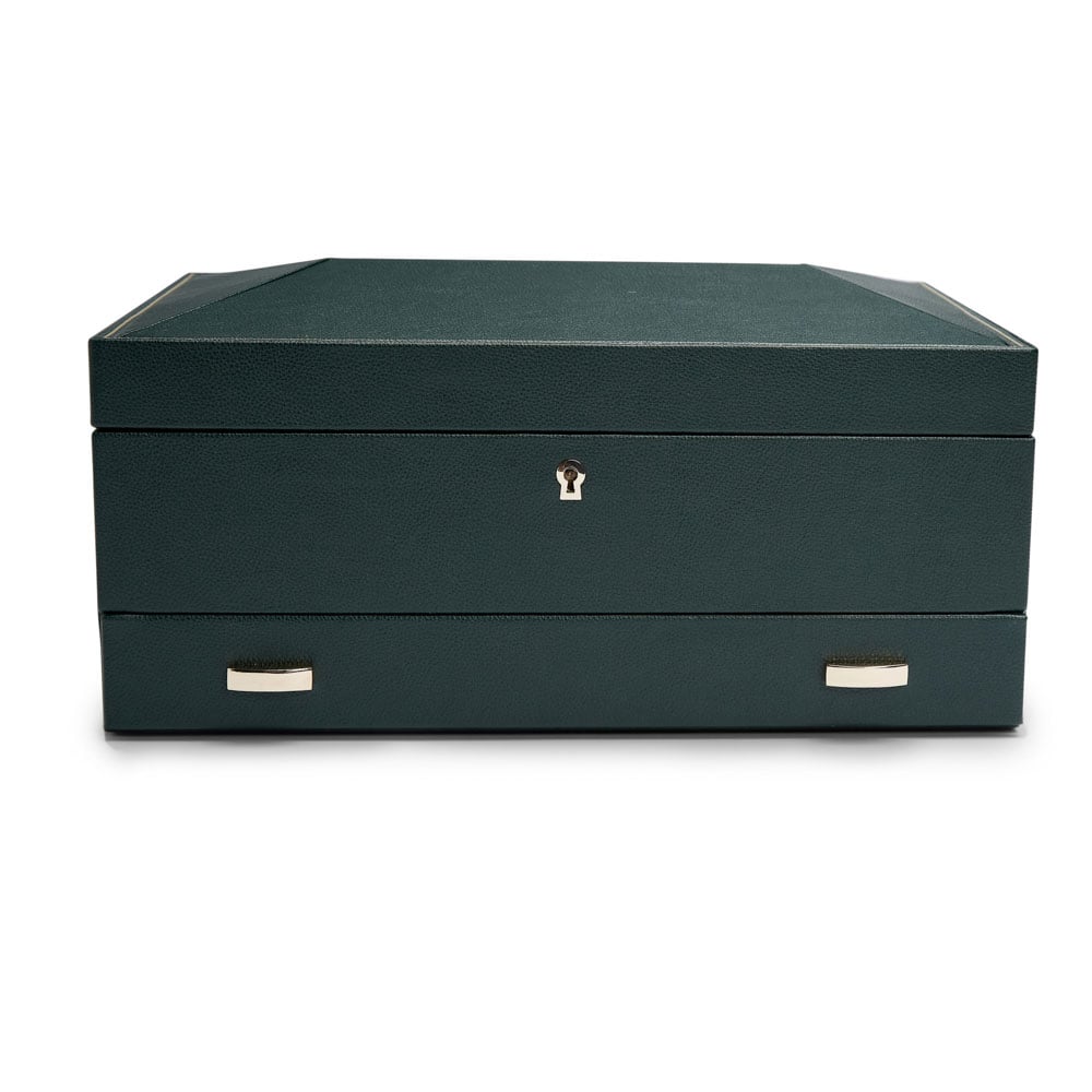 WOLF 1834 - British Racing 10 Piece Watch Box with Storage - Green