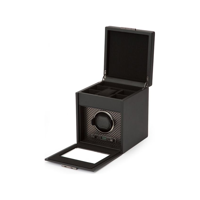 WOLF - Axis Single Watch Winder With Storage, Powder Coat