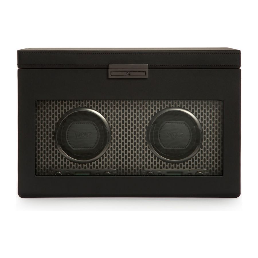 WOLF - Axis Double Watch Winder With Storage, Powder Coat