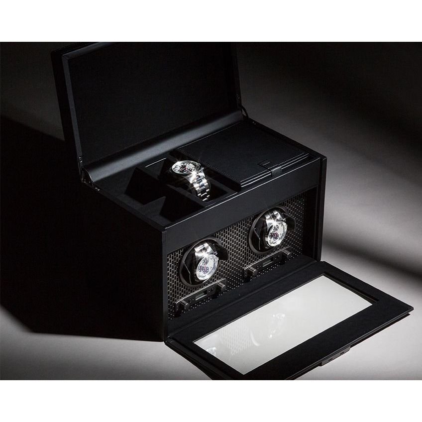 WOLF - Axis Double Watch Winder With Storage, Powder Coat