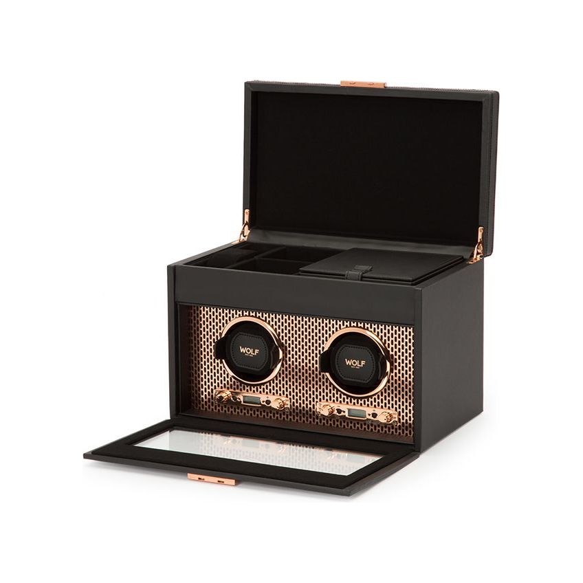 WOLF - Axis Double Watch Winder With Storage, Copper