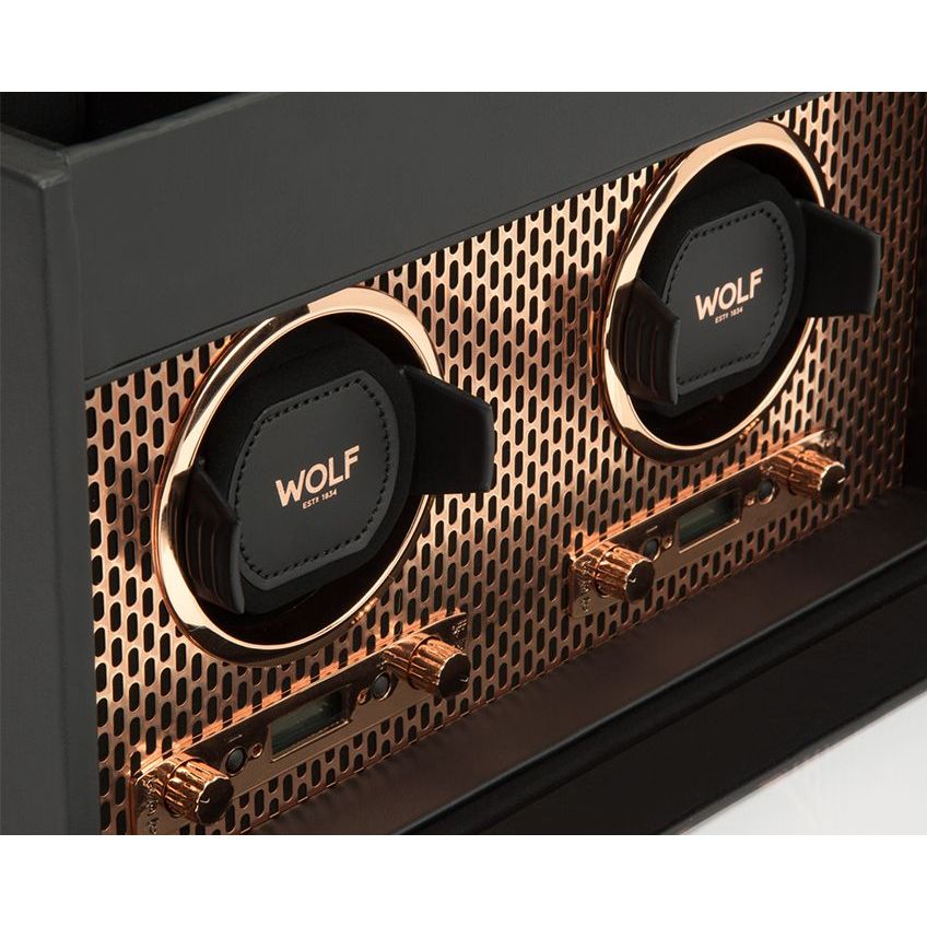 WOLF - Axis Double Watch Winder With Storage, Copper