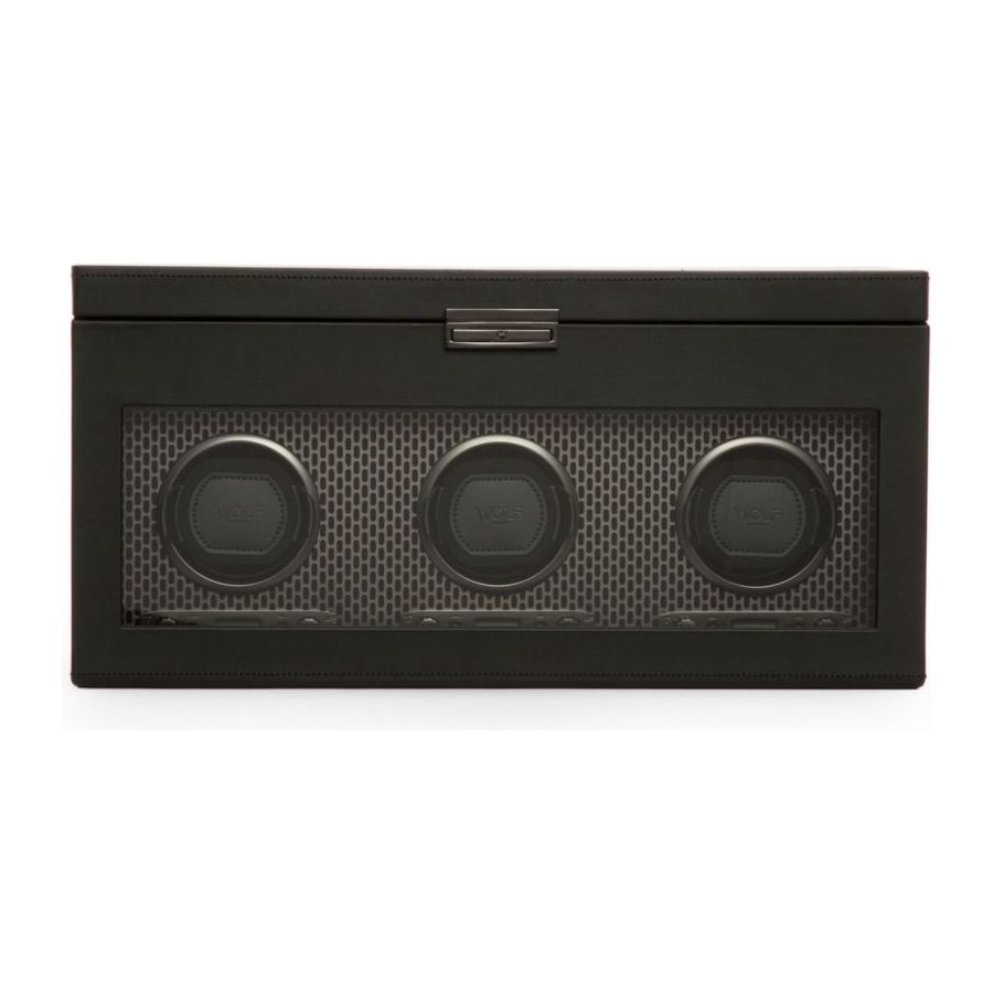 WOLF - Axis Triple Watch Winder With Storage, Powder Coat