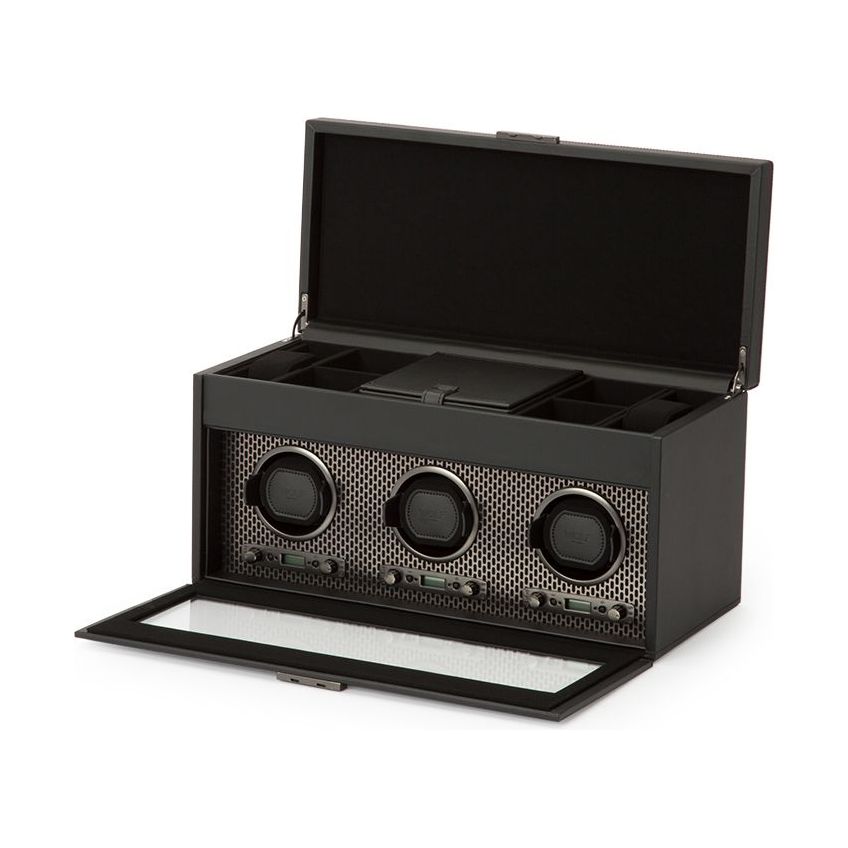 WOLF - Axis Triple Watch Winder With Storage, Powder Coat