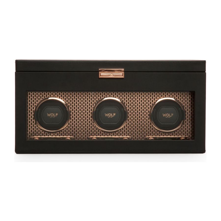 WOLF - Axis Triple Watch Winder With Storage, Copper