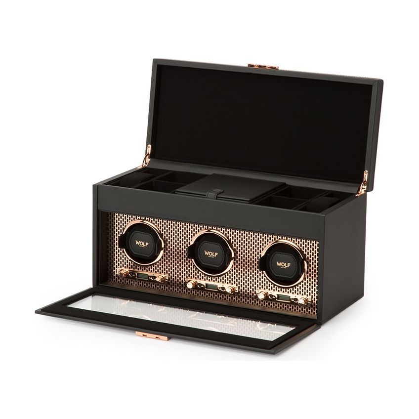 WOLF - Axis Triple Watch Winder With Storage, Copper