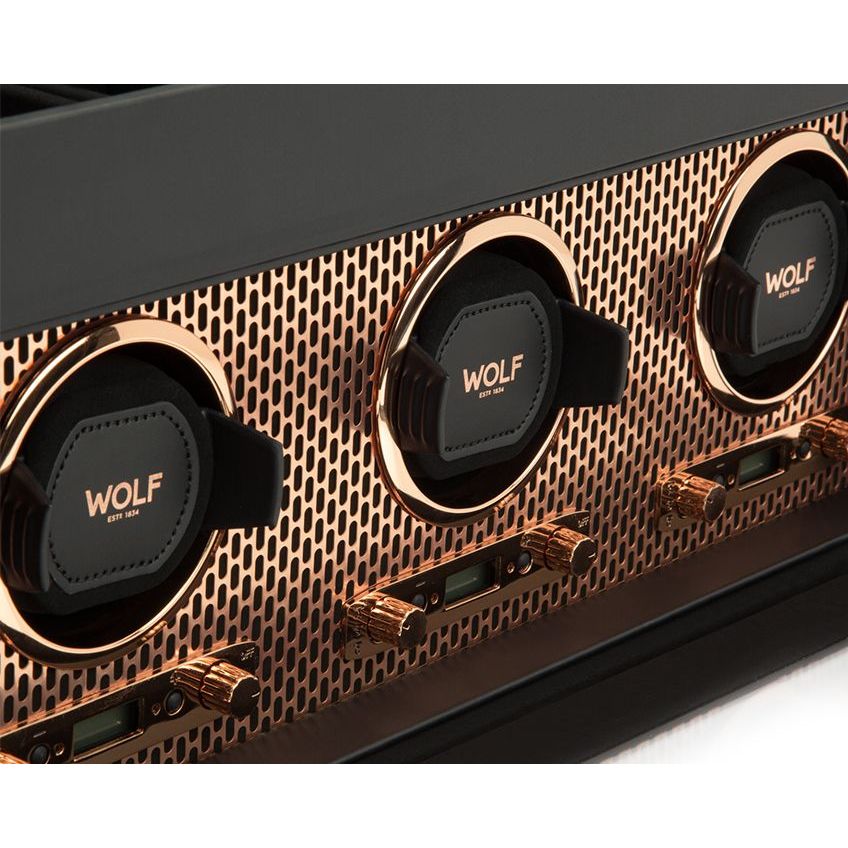 WOLF - Axis Triple Watch Winder With Storage, Copper