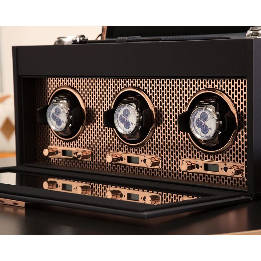 WOLF - Axis Triple Watch Winder With Storage, Copper