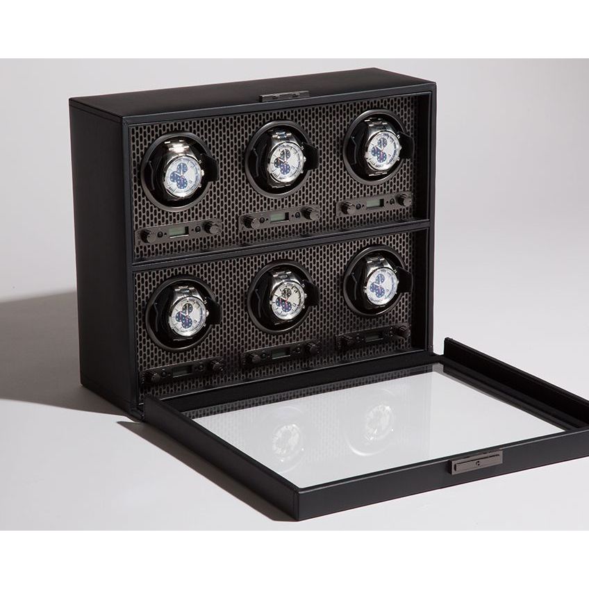 WOLF - Axis 6 Piece Watch Winder, Powder Coat