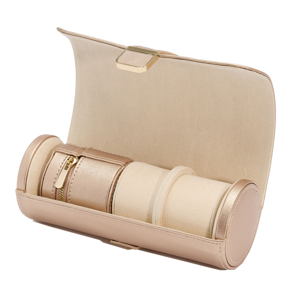 WOLF 1834 - Palermo Double Watch Roll with Jewelry Pouch - Rose Gold