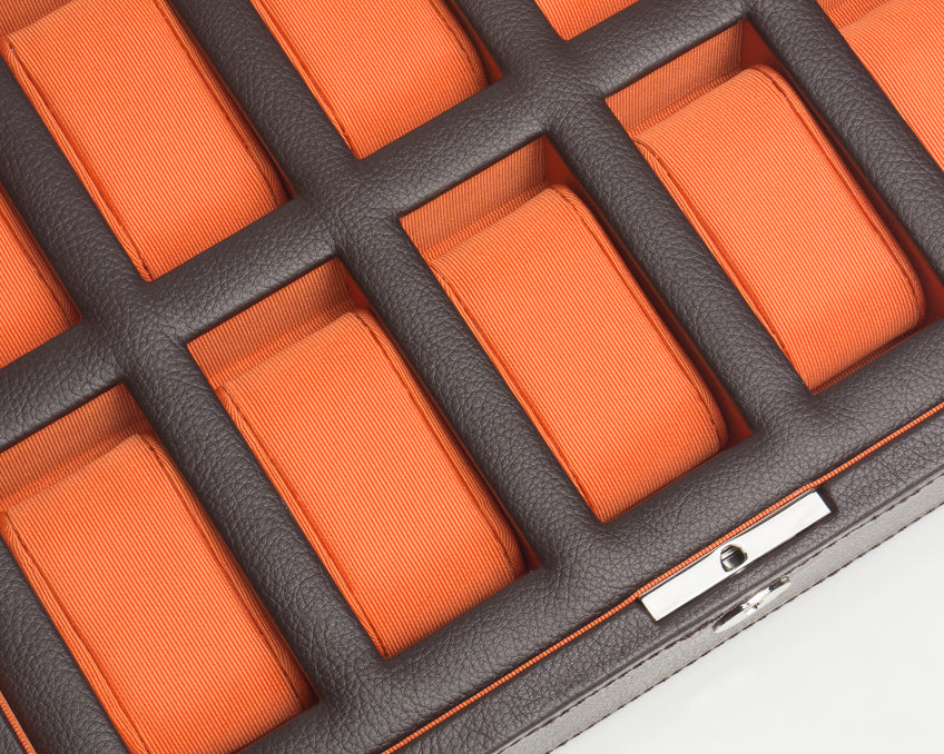 WOLF 1834 - Windsor 10 Piece Watch Box - Brown/Orange