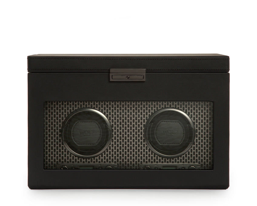 WOLF 1834 - Axis Double Watch Winder With Storage - Powder Coat