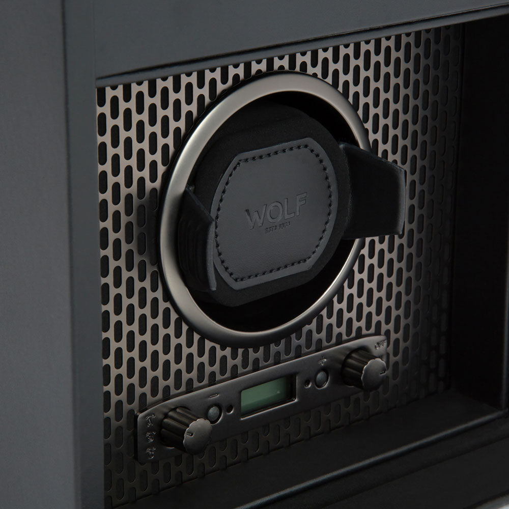 WOLF 1834 - Axis Single Watch Winder With Storage - Powder Coat