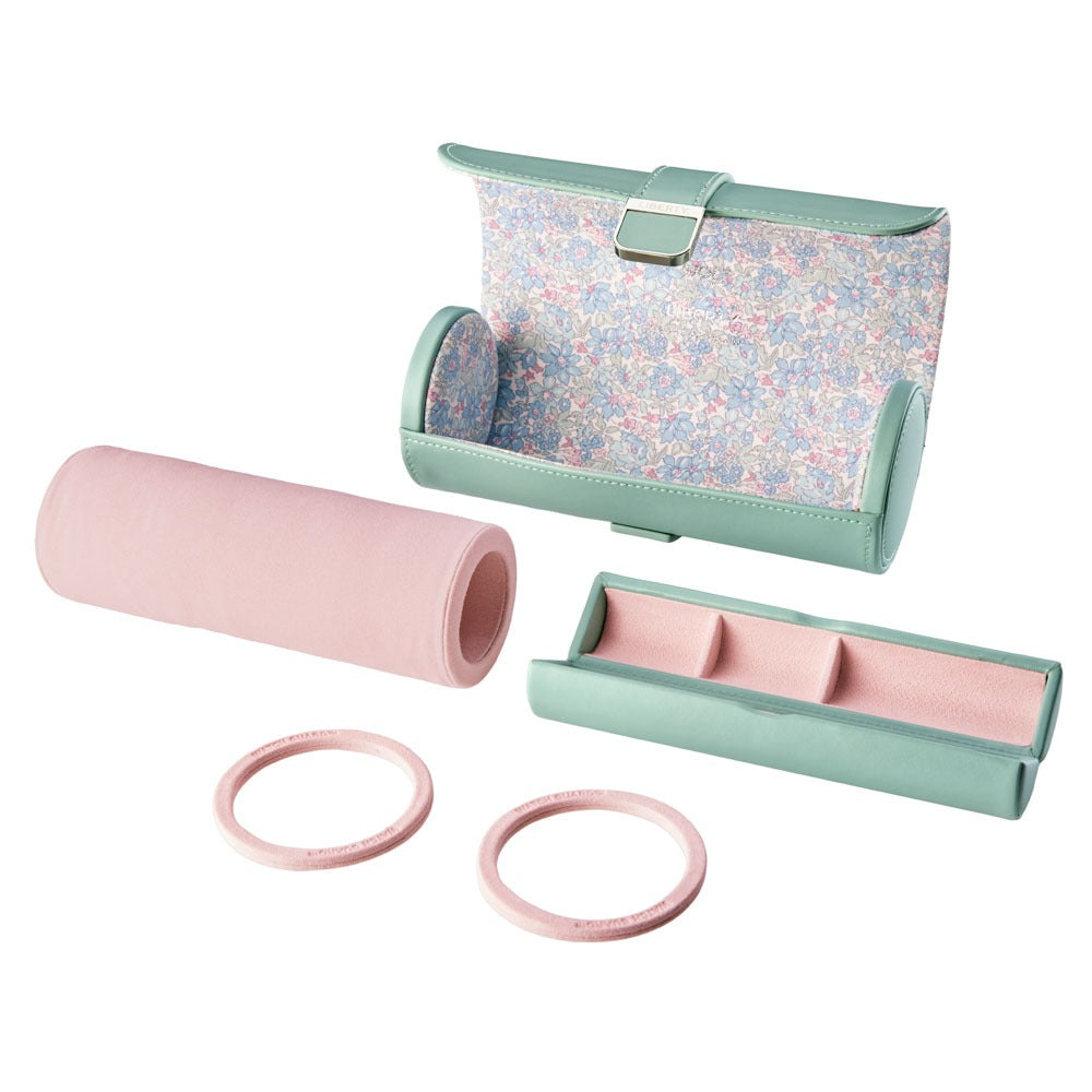 WOLF 1834 - WOLF X LIBERTY Julia Interior Print Triple Watch Roll - Sage Green
