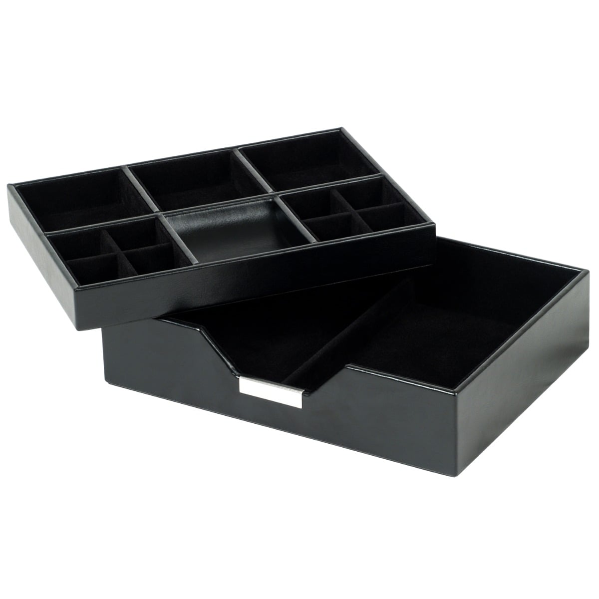 WOLF 1834 - Heritage Set of 2 Valet Trays - Pewter Saffiano