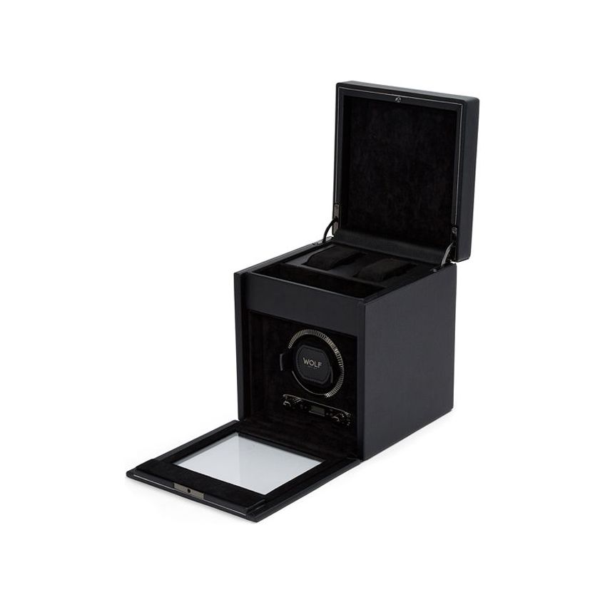 WOLF - British Racing Single Watch Winder With Storage, Black