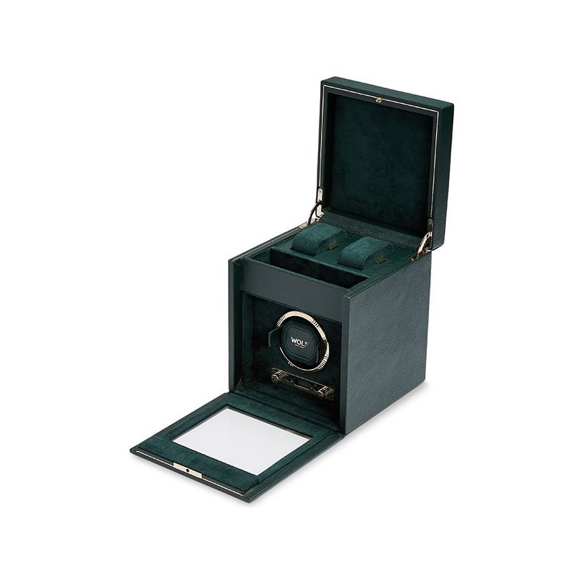 WOLF - British Racing Single Watch Winder With Storage, Green