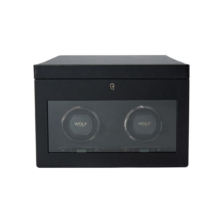 WOLF - British Racing Double Watch Winder With Storage, Black