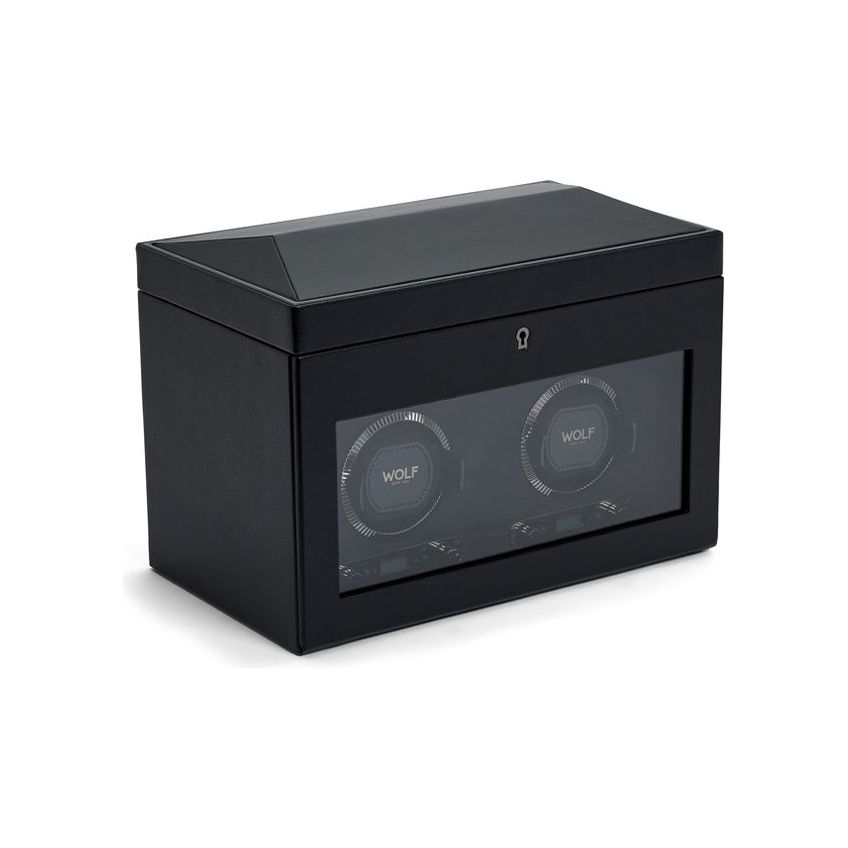 WOLF - British Racing Double Watch Winder With Storage, Black