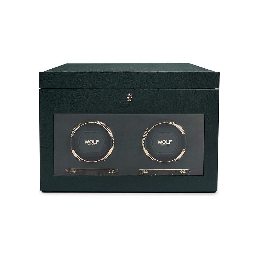 WOLF - British Racing Double Watch Winder With Storage, Green