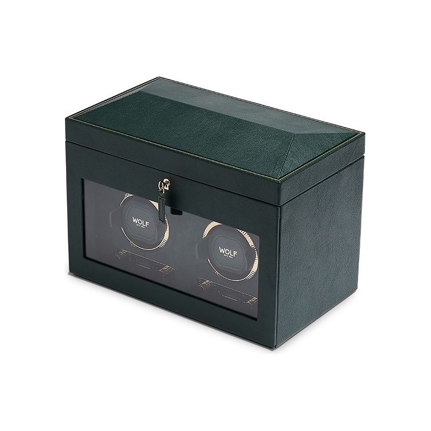 WOLF - British Racing Double Watch Winder With Storage, Green