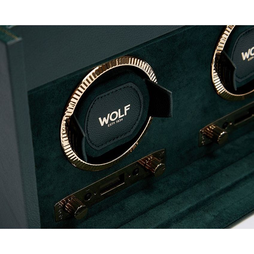 WOLF - British Racing Double Watch Winder With Storage, Green