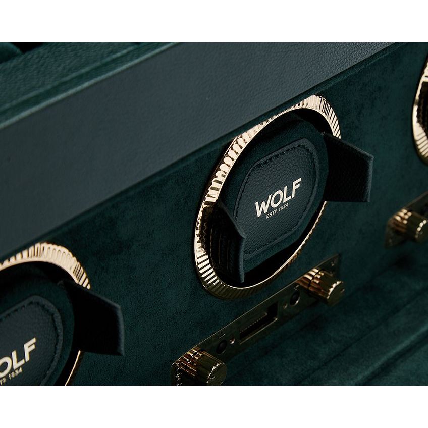 WOLF - British Racing Triple Watch Winder With Storage, Green