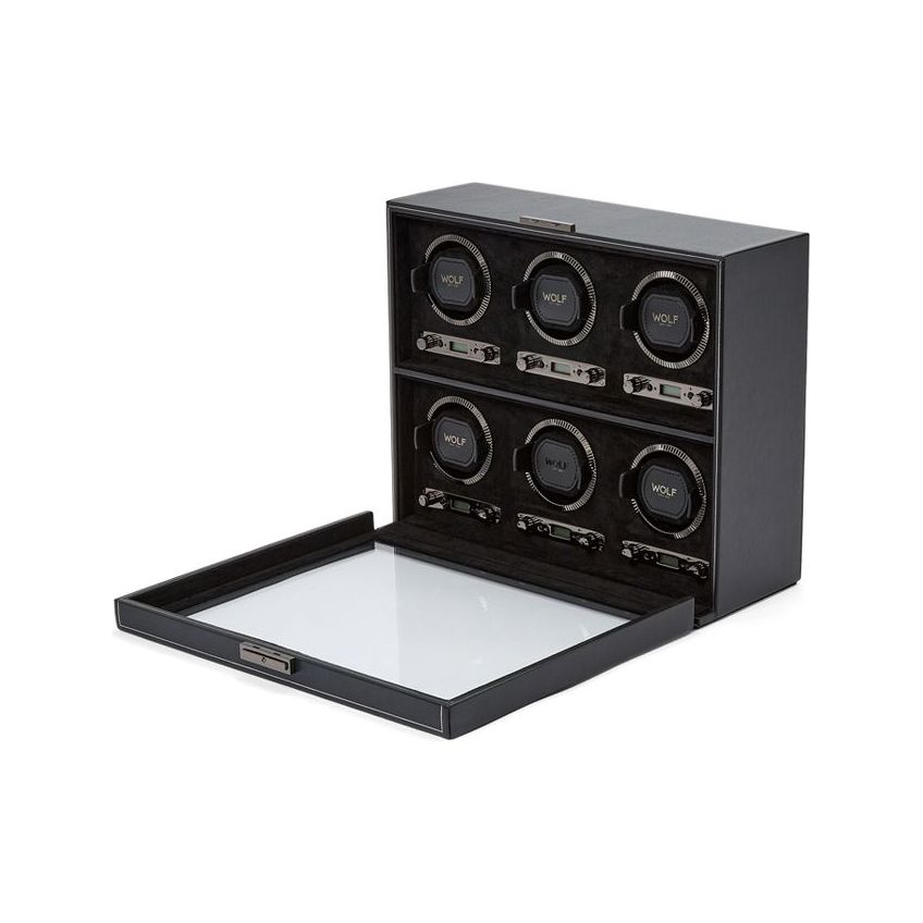 WOLF - British Racing 6 Piece Watch Winder, Black