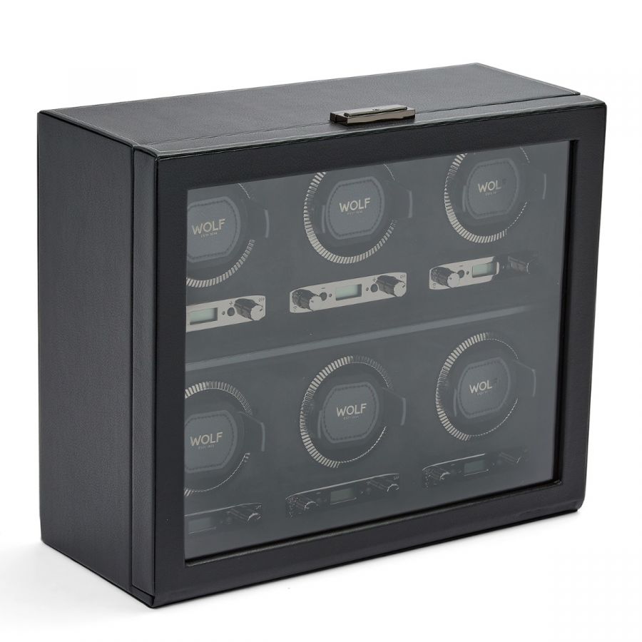 WOLF - British Racing 6 Piece Watch Winder, Black