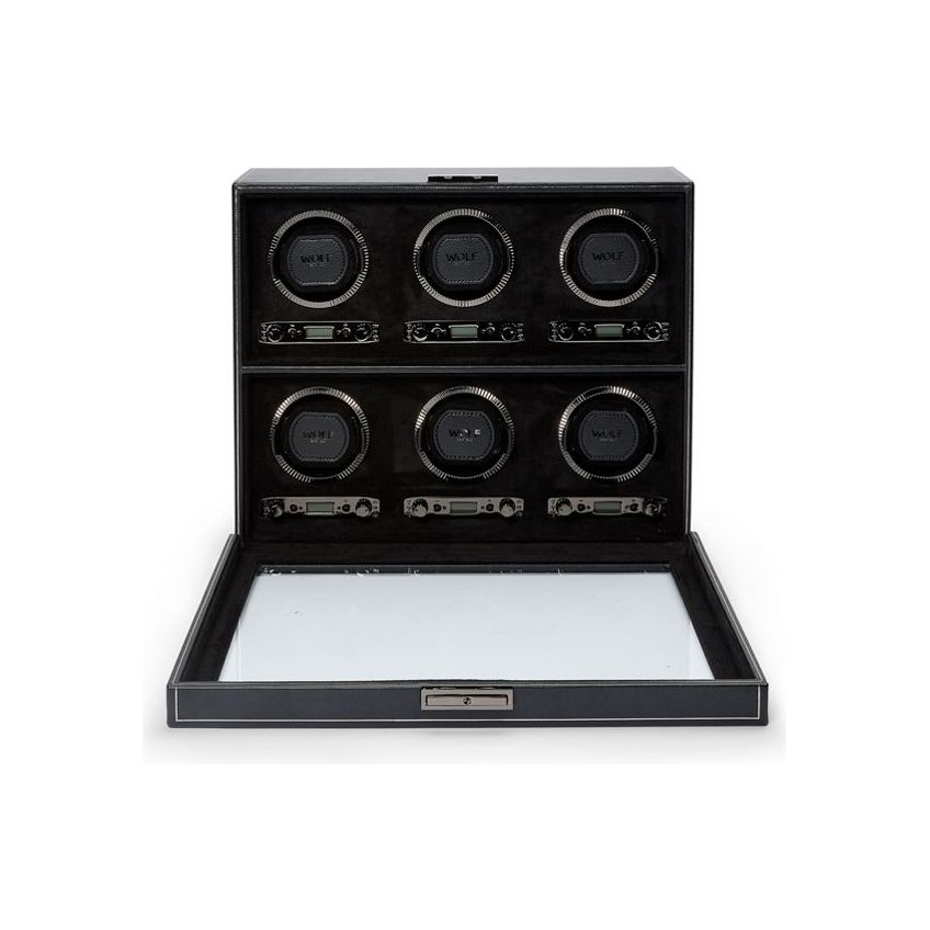 WOLF - British Racing 6 Piece Watch Winder, Black