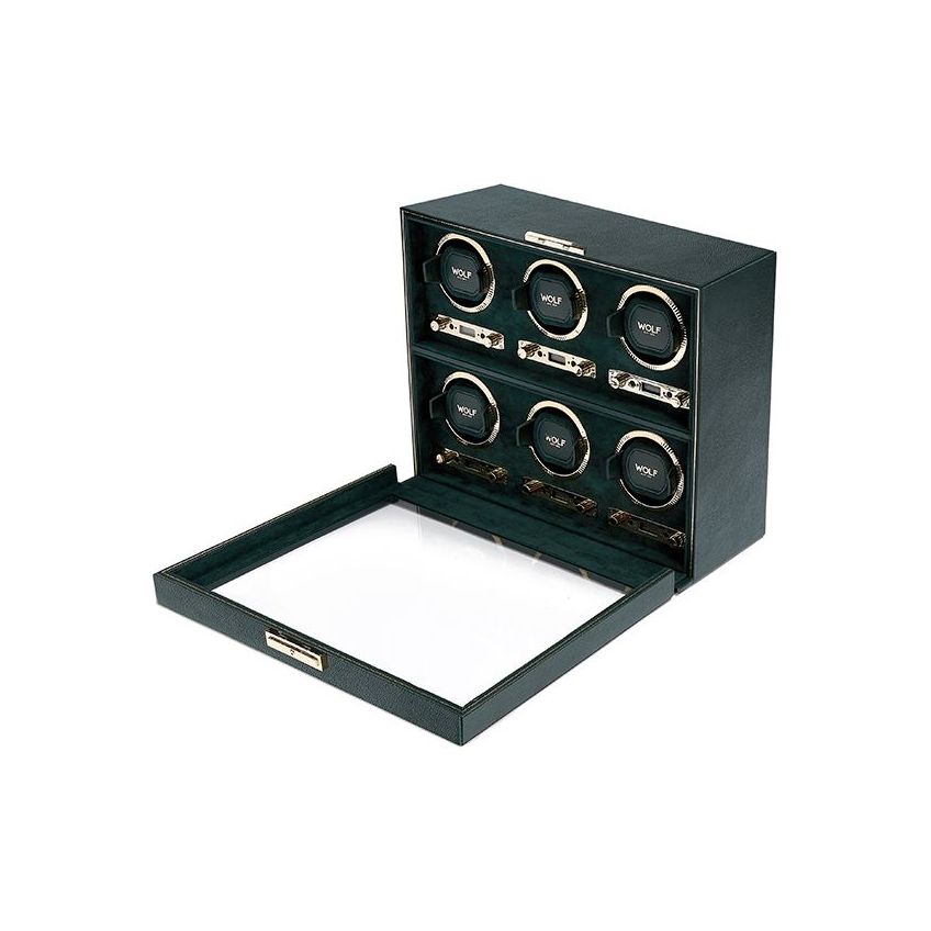 WOLF - British Racing 6 Piece Watch Winder, Green