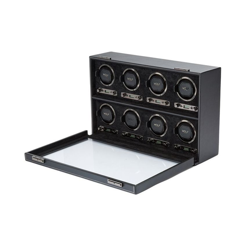 WOLF - British Racing 8 Piece Watch Winder, Black