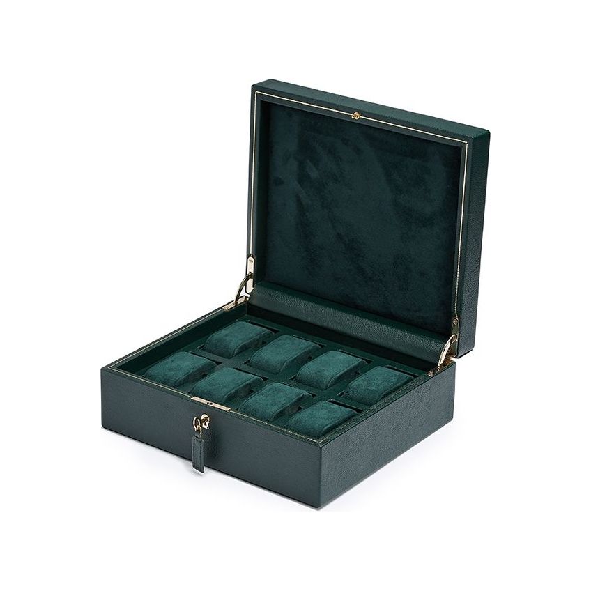 WOLF - British Racing 8 Piece Watch Box, Green