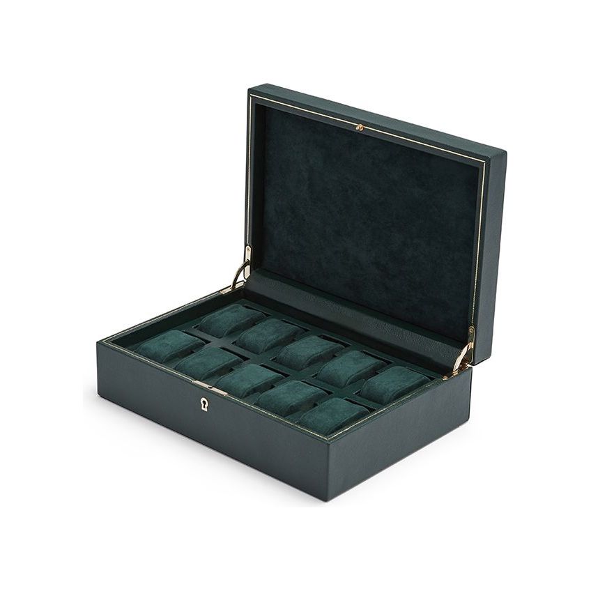 WOLF - British Racing 10 Piece Watch Box, Green