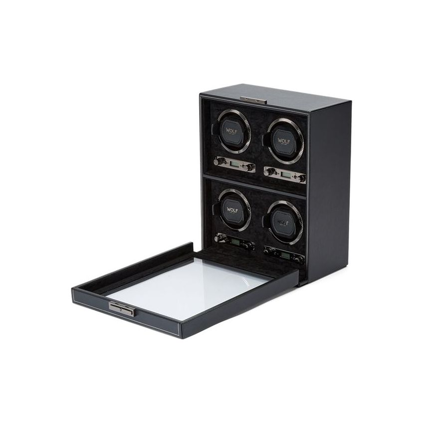 WOLF - British Racing 4 Piece Watch Winder, Black