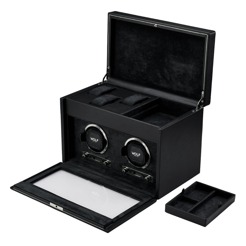 WOLF 1834 - British Racing Double Watch Winder with Storage - Black
