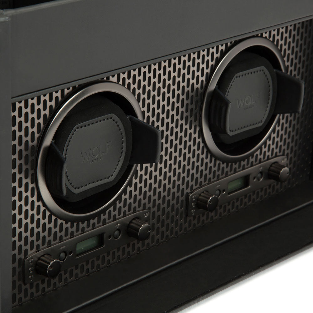WOLF 1834 - Axis Double Watch Winder With Storage - Powder Coat